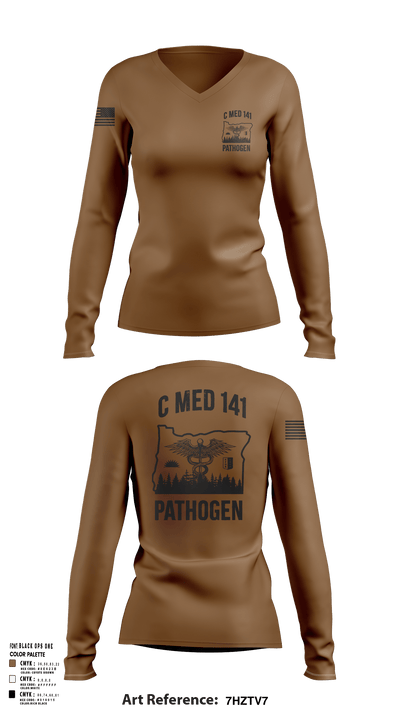 C MED 141 64606356 Women's Long Sleeve V-neck Shirt - 121