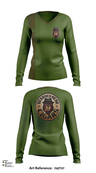 Womens Long Sleeve Vneck Shirt, Bearded Bear Cigars, , Teamtime, Team time, sublimation, custom sports apparel, team uniforms, spirit wear, spiritwear, sports uniforms, custom shirts, team store, custom team store, fundraiser sports, apparel fundraiser