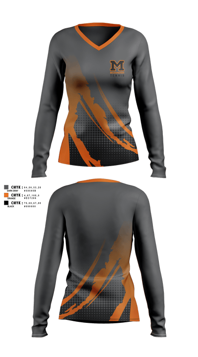 Girls Tennis McDonogh School 72297227 Women's Long Sleeve V-neck Shirt - 3