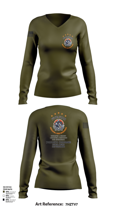 5 Star 18393940 Women's Long Sleeve V-neck Shirt - 112