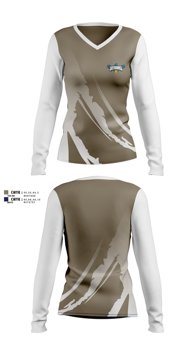 Simcoe Tennis Skyhawks Women's Long Sleeve V-neck Shirt - 15