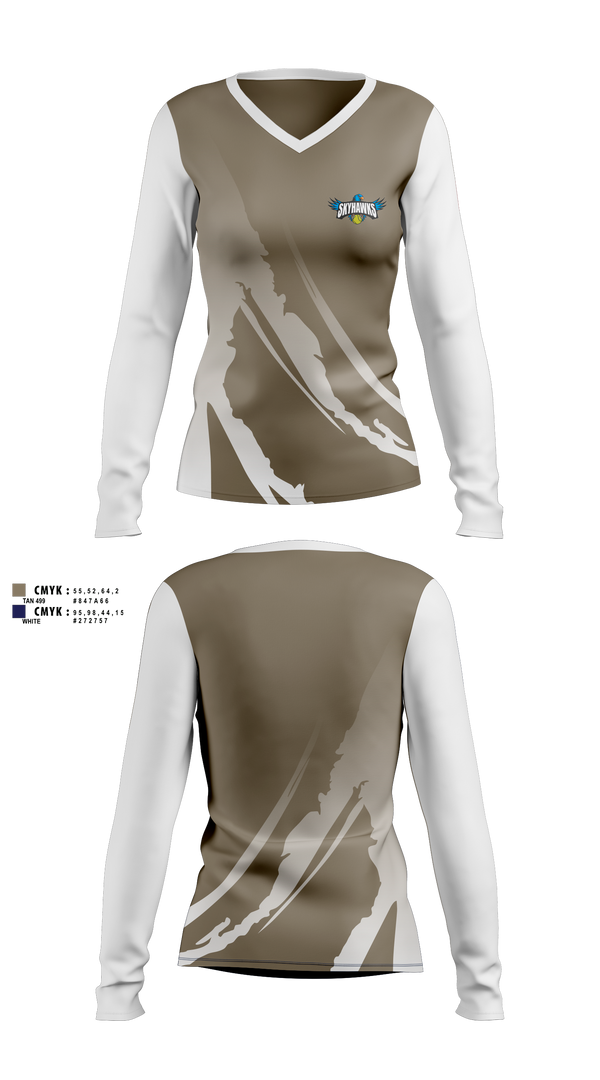 Womens Long Sleeve Vneck Shirt, Barrie North Winter Tennis, Tennis, Teamtime, Team time, sublimation, custom sports apparel, team uniforms, spirit wear, spiritwear, sports uniforms, custom shirts, team store, custom team store, fundraiser sports, apparel fundraiser