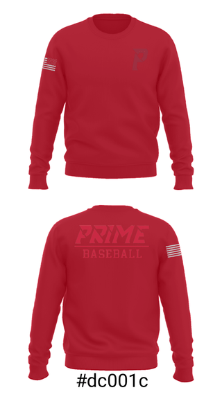 Crew Neck Sweatshirt, Prime Baseball, Baseball, Teamtime, Team time, sublimation, custom sports apparel, team uniforms, spirit wear, spiritwear, sports uniforms, custom shirts, team store, custom team store, fundraiser sports, apparel fundraiser