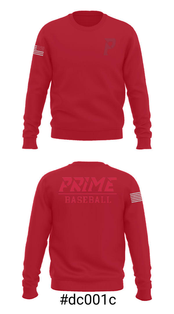 Crew Neck Sweatshirt, Prime Baseball, Baseball, Teamtime, Team time, sublimation, custom sports apparel, team uniforms, spirit wear, spiritwear, sports uniforms, custom shirts, team store, custom team store, fundraiser sports, apparel fundraiser