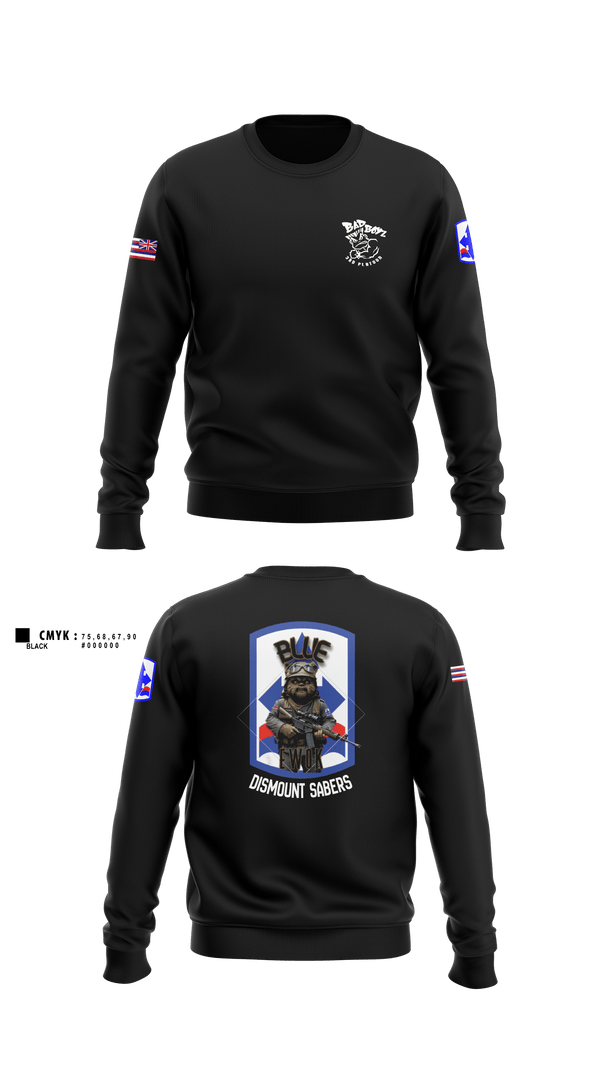 Crew Neck Sweatshirt, 3RD PLT BAD BOYS3RD PLT BAD BOYS 899719921-299 DismountBlue EwokDismount sabersBlue Ewok, Army, Teamtime, Team time, sublimation, custom sports apparel, team uniforms, spirit wear, spiritwear, sports uniforms, custom shirts, team store, custom team store, fundraiser sports, apparel fundraiser