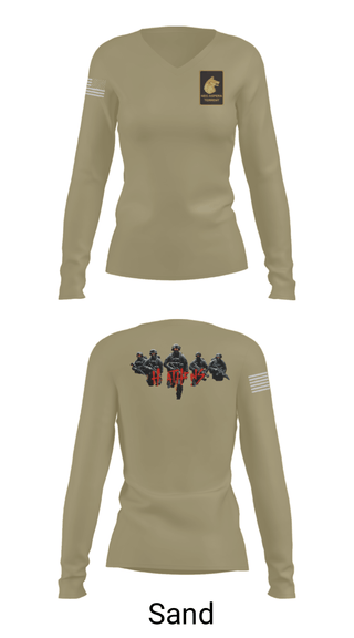 Women's Long Sleeve Vneck Shirt, Alpha Company  2-27, Army, Teamtime, Team time, sublimation, custom sports apparel, team uniforms, spirit wear, spiritwear, sports uniforms, custom shirts, team store, custom team store, fundraiser sports, apparel fundraiser