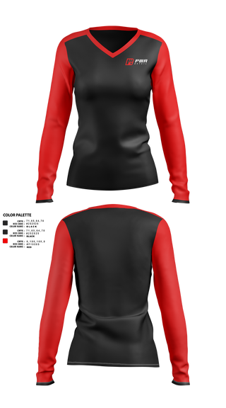 Womens Long Sleeve Vneck Shirt, PWR, , Teamtime, Team time, sublimation, custom sports apparel, team uniforms, spirit wear, spiritwear, sports uniforms, custom shirts, team store, custom team store, fundraiser sports, apparel fundraiser