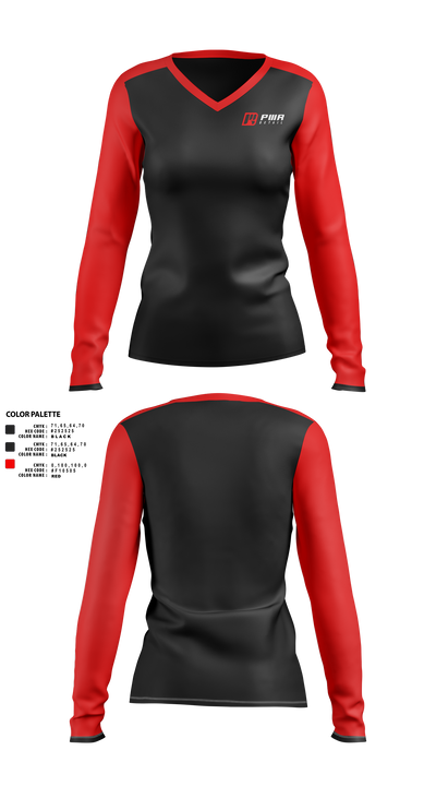 PWR 25214030 Women's Long Sleeve V-neck Shirt - 2