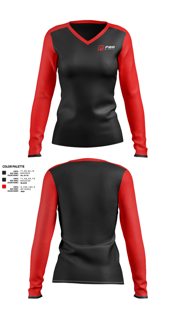 Womens Long Sleeve Vneck Shirt, PWR, , Teamtime, Team time, sublimation, custom sports apparel, team uniforms, spirit wear, spiritwear, sports uniforms, custom shirts, team store, custom team store, fundraiser sports, apparel fundraiser