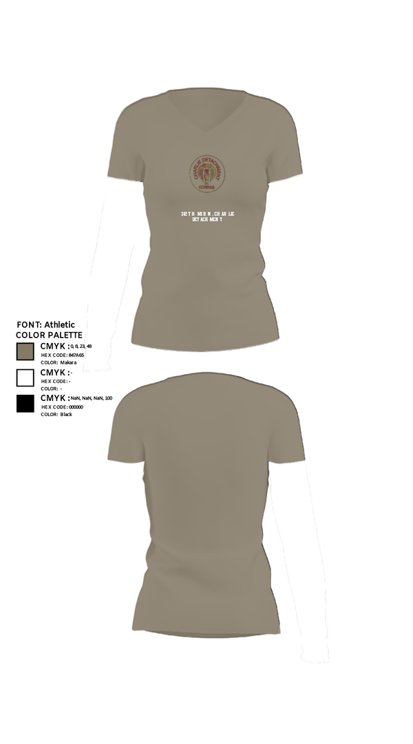 Womens Short Sleeve Vneck Shirt, 312TH MI BN, CHARLIE DETACHMENT, Army, Teamtime, Team time, sublimation, custom sports apparel, team uniforms, spirit wear, spiritwear, sports uniforms, custom shirts, team store, custom team store, fundraiser sports, apparel fundraiser