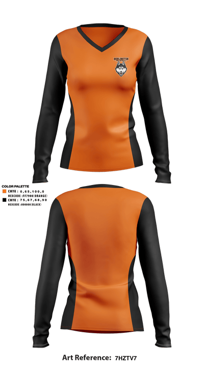 Burlington High School Volleyball 18764299 Women's Long Sleeve V-neck Shirt - 2