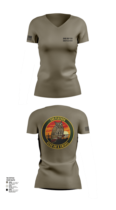 346 MP CO 3rd Platoon 43320857 Women's Short Sleeve V-neck Shirt - 124