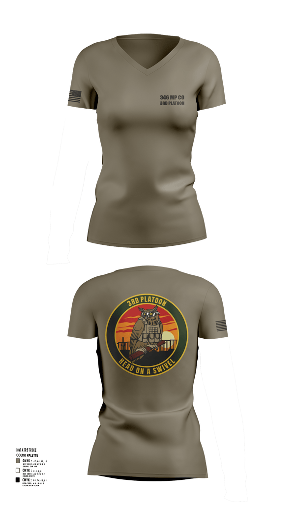 Womens Short Sleeve Vneck Shirt, 346 MP CO 3rd Platoon, Army, Teamtime, Team time, sublimation, custom sports apparel, team uniforms, spirit wear, spiritwear, sports uniforms, custom shirts, team store, custom team store, fundraiser sports, apparel fundraiser