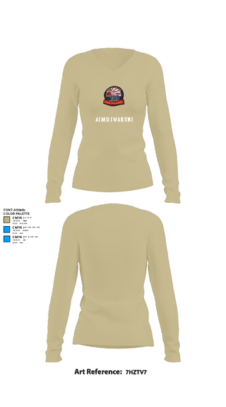 Women's Long Sleeve Vneck Shirt, AIMD IWAKUNI, Navy, Teamtime, Team time, sublimation, custom sports apparel, team uniforms, spirit wear, spiritwear, sports uniforms, custom shirts, team store, custom team store, fundraiser sports, apparel fundraiser