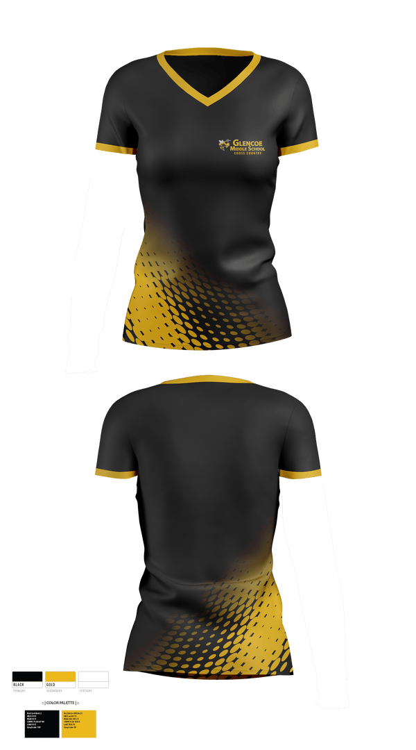Womens Short Sleeve Vneck Shirt, Glencoe High School Cross Country, Cross Country, Teamtime, Team time, sublimation, custom sports apparel, team uniforms, spirit wear, spiritwear, sports uniforms, custom shirts, team store, custom team store, fundraiser sports, apparel fundraiser