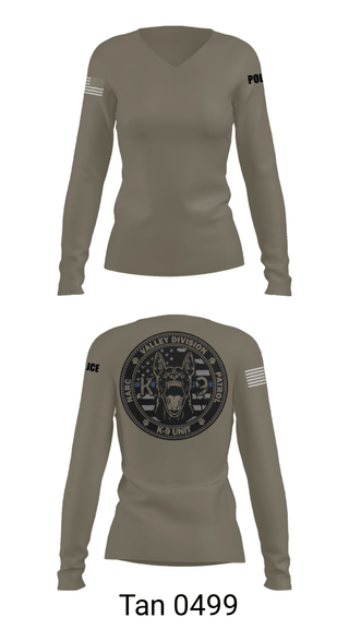 Womens Long Sleeve Vneck Shirt, VALLEY K9, , Teamtime, Team time, sublimation, custom sports apparel, team uniforms, spirit wear, spiritwear, sports uniforms, custom shirts, team store, custom team store, fundraiser sports, apparel fundraiser