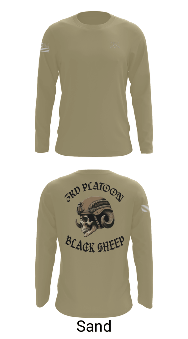 Long Sleeve Performance Shirt, 3rd PLT Black Sheep, Army, Teamtime, Team time, sublimation, custom sports apparel, team uniforms, spirit wear, spiritwear, sports uniforms, custom shirts, team store, custom team store, fundraiser sports, apparel fundraiser