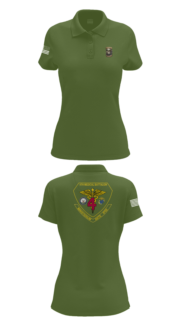 Womens Short Sleeve Performance Polo, 4th Med Battalion, Marines, Teamtime, Team time, sublimation, custom sports apparel, team uniforms, spirit wear, spiritwear, sports uniforms, custom shirts, team store, custom team store, fundraiser sports, apparel fundraiser