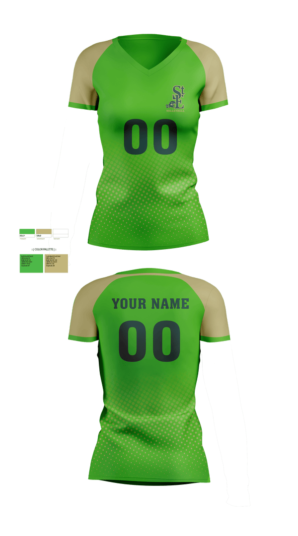 Womens Short Sleeve Vneck Shirt, Saint Edward High School Volleyball, Women's Volleyball, Teamtime, Team time, sublimation, custom sports apparel, team uniforms, spirit wear, spiritwear, sports uniforms, custom shirts, team store, custom team store, fundraiser sports, apparel fundraiser