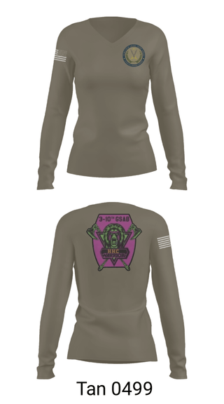 Women's Long Sleeve Vneck Shirt, 3-10 GSAB, Army, Teamtime, Team time, sublimation, custom sports apparel, team uniforms, spirit wear, spiritwear, sports uniforms, custom shirts, team store, custom team store, fundraiser sports, apparel fundraiser