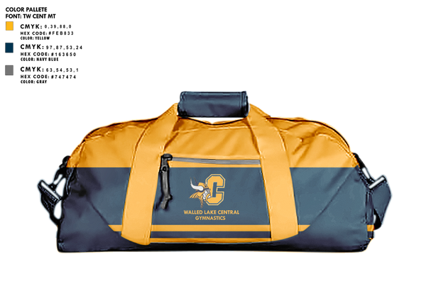 Duffle Bag, Walled Lake Central Gymnastics, Spirit Store, Teamtime, Team time, sublimation, custom sports apparel, team uniforms, spirit wear, spiritwear, sports uniforms, custom shirts, team store, custom team store, fundraiser sports, apparel fundraiser