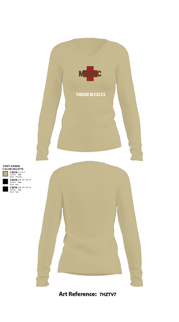 Women's Long Sleeve Vneck Shirt, Voodoo Medics, National Guard, Teamtime, Team time, sublimation, custom sports apparel, team uniforms, spirit wear, spiritwear, sports uniforms, custom shirts, team store, custom team store, fundraiser sports, apparel fundraiser