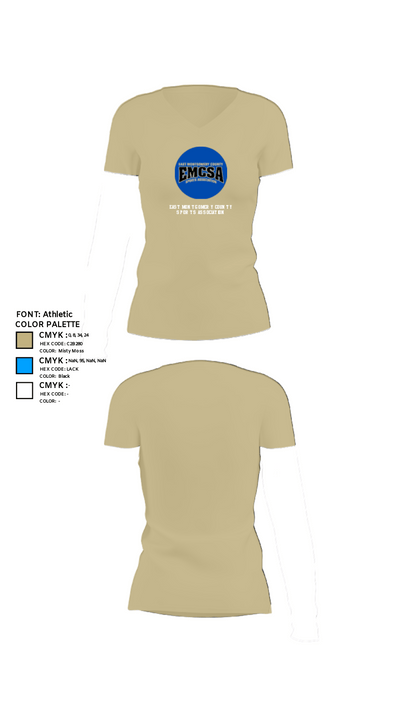 East Montgomery County Sports Association 83538044 Women's Short Sleeve V-neck Shirt - 34