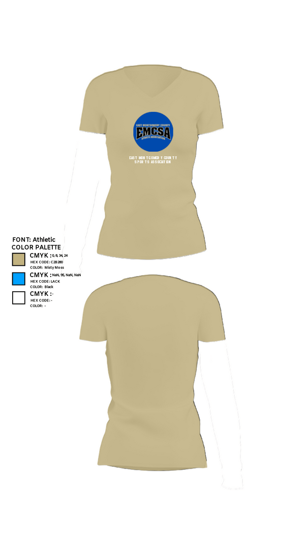 Women's Short Sleeve Vneck Shirt, East Montgomery County Sports Association, Spirit Store, Teamtime, Team time, sublimation, custom sports apparel, team uniforms, spirit wear, spiritwear, sports uniforms, custom shirts, team store, custom team store, fundraiser sports, apparel fundraiser
