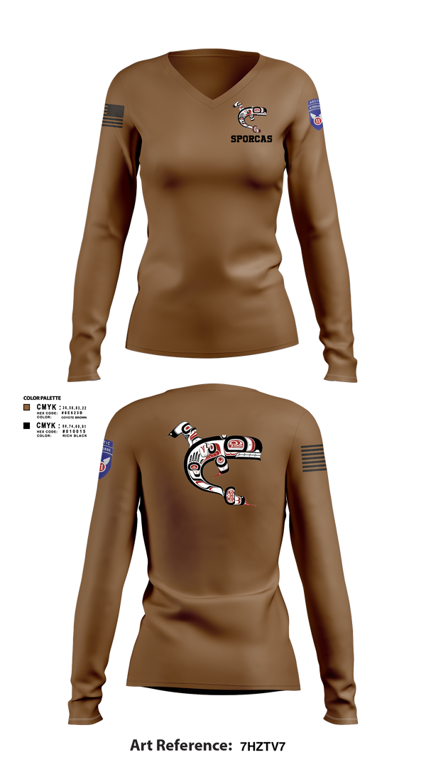 Womens Long Sleeve Vneck Shirt, 725 SPO, Army, Teamtime, Team time, sublimation, custom sports apparel, team uniforms, spirit wear, spiritwear, sports uniforms, custom shirts, team store, custom team store, fundraiser sports, apparel fundraiser