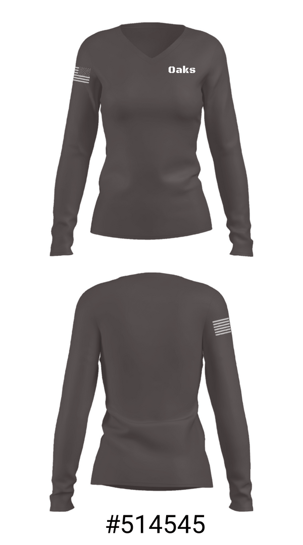 Women's Long Sleeve Vneck Shirt, Oaks, Rugby, Teamtime, Team time, sublimation, custom sports apparel, team uniforms, spirit wear, spiritwear, sports uniforms, custom shirts, team store, custom team store, fundraiser sports, apparel fundraiser