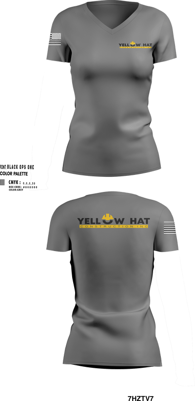 Yellow hat construction Inc 14222194 Women's Short Sleeve V-neck Shirt - 1