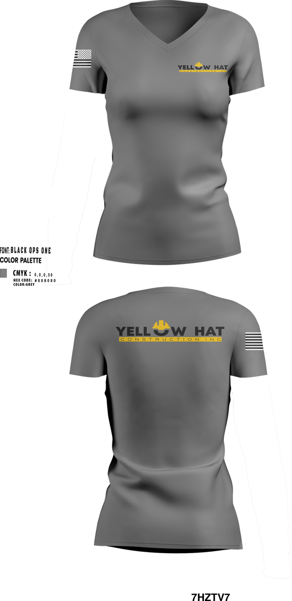 Womens Short Sleeve Vneck Shirt, Yellow hat construction Inc, , Teamtime, Team time, sublimation, custom sports apparel, team uniforms, spirit wear, spiritwear, sports uniforms, custom shirts, team store, custom team store, fundraiser sports, apparel fundraiser