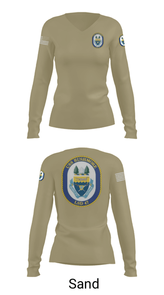 Women's Long Sleeve Vneck Shirt, USS RUSHMORE, Navy, Teamtime, Team time, sublimation, custom sports apparel, team uniforms, spirit wear, spiritwear, sports uniforms, custom shirts, team store, custom team store, fundraiser sports, apparel fundraiser