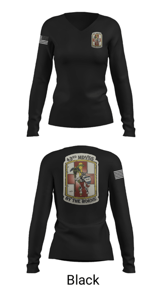 Womens Long Sleeve Vneck Shirt, 43rd Medical Detachment, , Teamtime, Team time, sublimation, custom sports apparel, team uniforms, spirit wear, spiritwear, sports uniforms, custom shirts, team store, custom team store, fundraiser sports, apparel fundraiser
