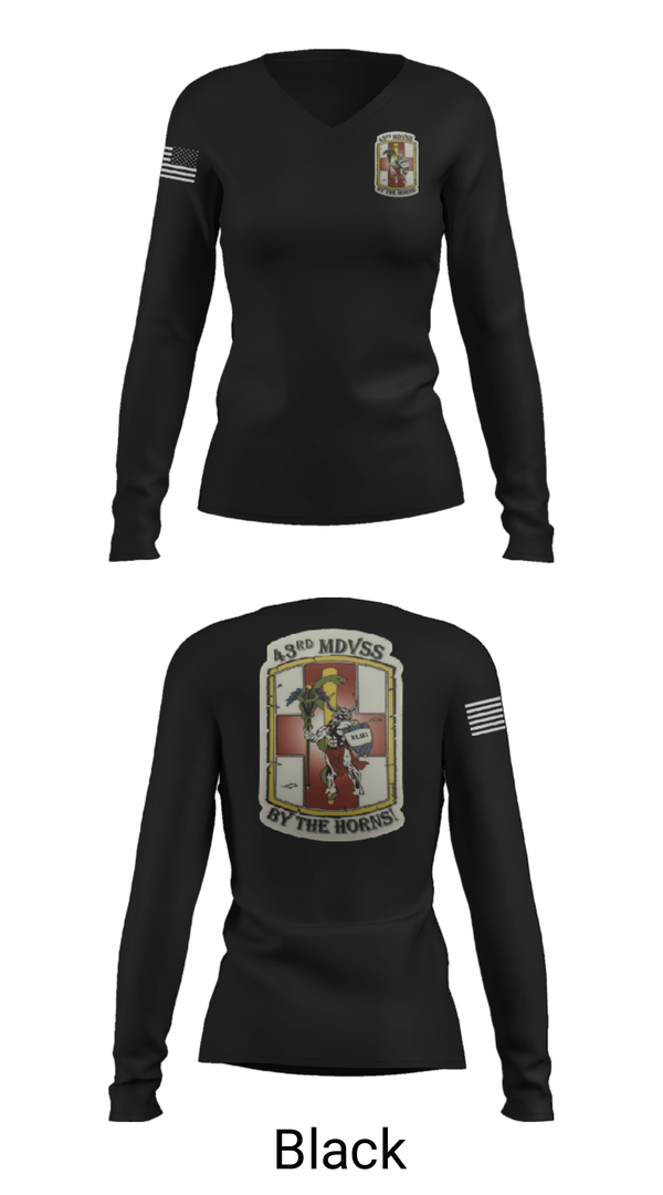Womens Long Sleeve Vneck Shirt, 43rd Medical Detachment, , Teamtime, Team time, sublimation, custom sports apparel, team uniforms, spirit wear, spiritwear, sports uniforms, custom shirts, team store, custom team store, fundraiser sports, apparel fundraiser