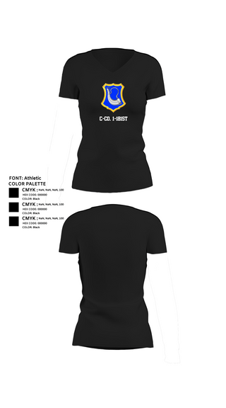 Womens Short Sleeve Vneck Shirt, C-Co. 1-181st, National Guard, Teamtime, Team time, sublimation, custom sports apparel, team uniforms, spirit wear, spiritwear, sports uniforms, custom shirts, team store, custom team store, fundraiser sports, apparel fundraiser