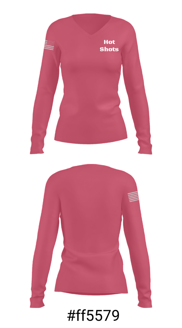 Women's Long Sleeve Vneck Shirt, Hot Shots, Women's Basketball, Teamtime, Team time, sublimation, custom sports apparel, team uniforms, spirit wear, spiritwear, sports uniforms, custom shirts, team store, custom team store, fundraiser sports, apparel fundraiser