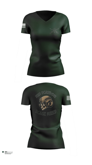 Womens Short Sleeve Vneck Shirt, 3rd PLT Black SheepDelta company 114, Army, Teamtime, Team time, sublimation, custom sports apparel, team uniforms, spirit wear, spiritwear, sports uniforms, custom shirts, team store, custom team store, fundraiser sports, apparel fundraiser