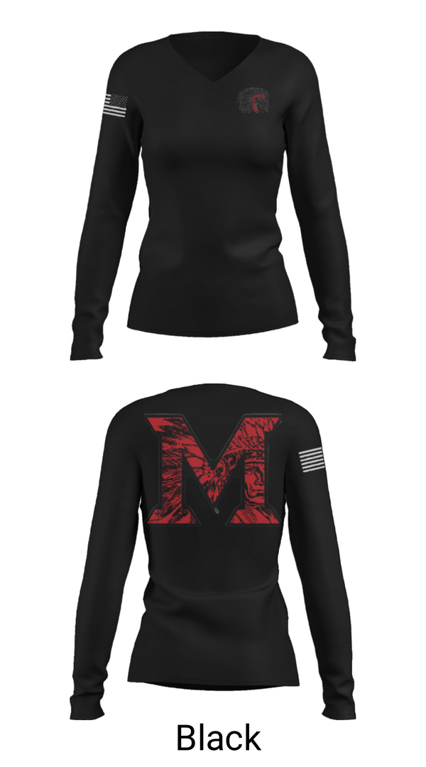 Womens Long Sleeve Vneck Shirt, Mcloud High School Cheer, Cheer, Teamtime, Team time, sublimation, custom sports apparel, team uniforms, spirit wear, spiritwear, sports uniforms, custom shirts, team store, custom team store, fundraiser sports, apparel fundraiser