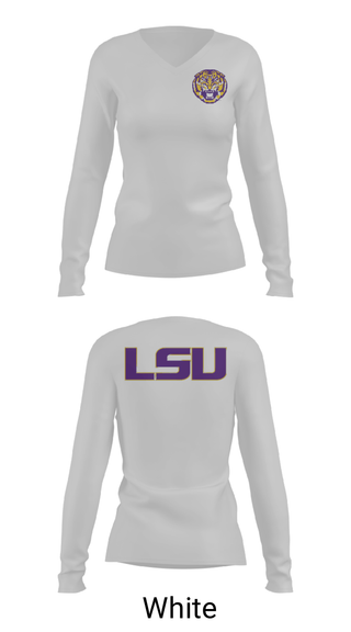 Women's Long Sleeve Vneck Shirt, Louisiana State University, Spirit Store, Teamtime, Team time, sublimation, custom sports apparel, team uniforms, spirit wear, spiritwear, sports uniforms, custom shirts, team store, custom team store, fundraiser sports, apparel fundraiser