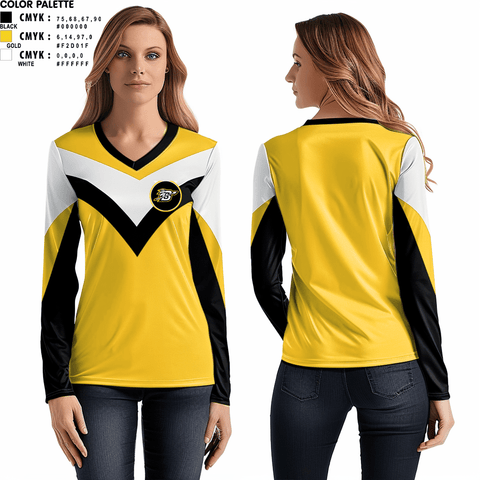 Womens Long Sleeve Vneck Shirt, Belton Middle School Warriors Cheer, Cheer, Teamtime, Team time, sublimation, custom sports apparel, team uniforms, spirit wear, spiritwear, sports uniforms, custom shirts, team store, custom team store, fundraiser sports, apparel fundraiser