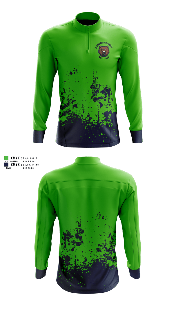 Quarter Zip Jacket, Clover Garden School Grizzlies, Spirit Store, Teamtime, Team time, sublimation, custom sports apparel, team uniforms, spirit wear, spiritwear, sports uniforms, custom shirts, team store, custom team store, fundraiser sports, apparel fundraiser