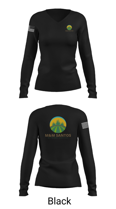 M&M Santos Outdoor Services 89521687 Women's Long Sleeve V-neck Shirt - 35