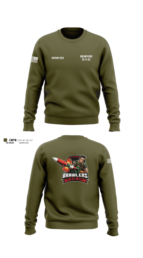 Crew Neck Sweatshirt, Brawlers, Army, Teamtime, Team time, sublimation, custom sports apparel, team uniforms, spirit wear, spiritwear, sports uniforms, custom shirts, team store, custom team store, fundraiser sports, apparel fundraiser