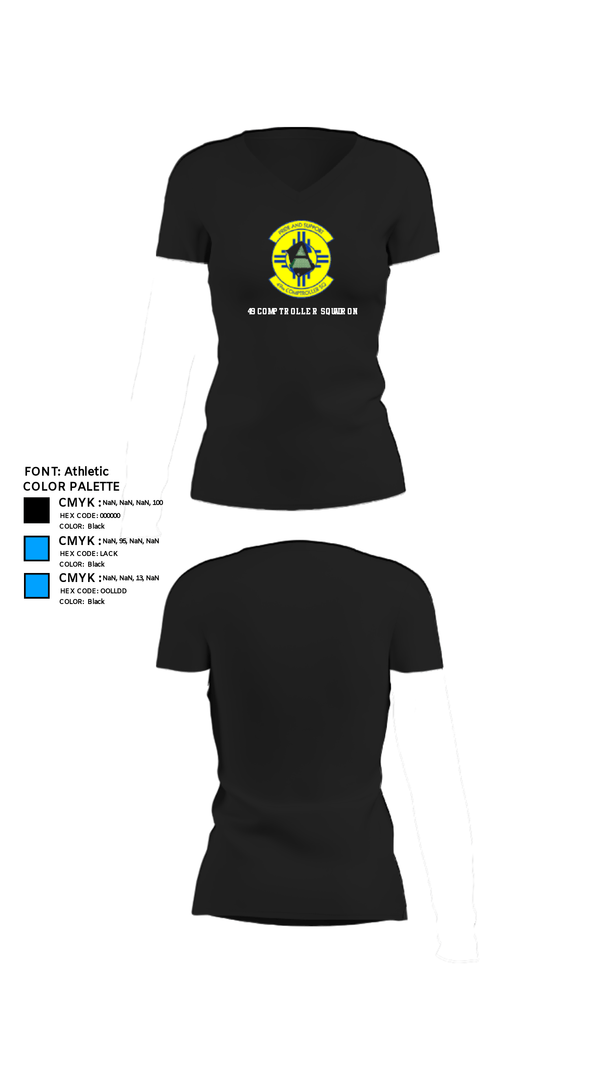 Women's Short Sleeve Vneck Shirt, 49 COMPTROLLER SQUADRON, , Teamtime, Team time, sublimation, custom sports apparel, team uniforms, spirit wear, spiritwear, sports uniforms, custom shirts, team store, custom team store, fundraiser sports, apparel fundraiser