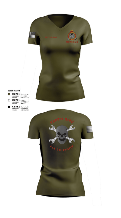 758th SMC 429395 Women's Short Sleeve V-neck Shirt - 9