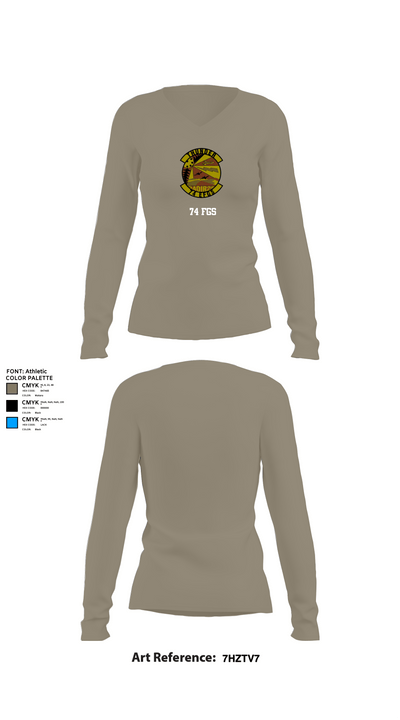 74 FGS 48894221 Women's Long Sleeve V-neck Shirt -1 62