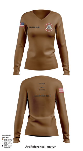 Womens Long Sleeve Vneck Shirt, Detachment 035, Air Force, Teamtime, Team time, sublimation, custom sports apparel, team uniforms, spirit wear, spiritwear, sports uniforms, custom shirts, team store, custom team store, fundraiser sports, apparel fundraiser