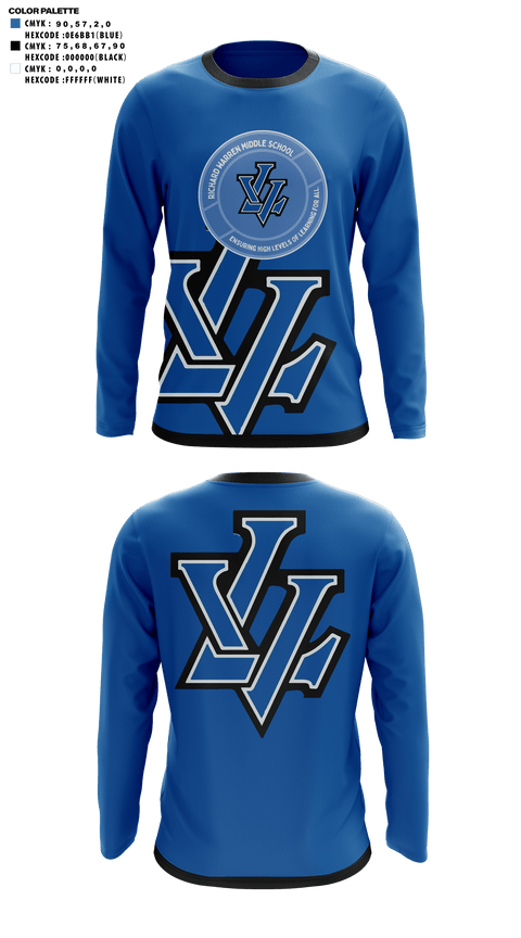 Long Sleeve Performance Shirt, Warren Middle School Cheer, Cheer, Teamtime, Team time, sublimation, custom sports apparel, team uniforms, spirit wear, spiritwear, sports uniforms, custom shirts, team store, custom team store, fundraiser sports, apparel fundraiser