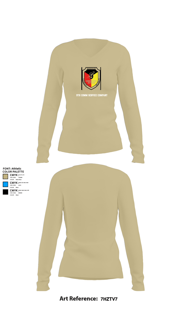Womens Long Sleeve Vneck Shirt, 9th Comm Service company, Marines, Teamtime, Team time, sublimation, custom sports apparel, team uniforms, spirit wear, spiritwear, sports uniforms, custom shirts, team store, custom team store, fundraiser sports, apparel fundraiser